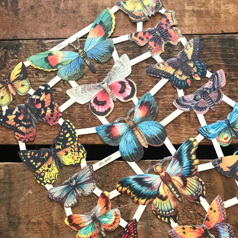 Paper Ephemera Vintage Style Vintage Butterflies Cut Outs Die Cuts Butterflies Reproduction German Scraps Insect Vintage Inspired