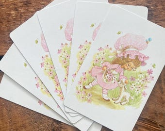 Vintage Cute Girl and Sheep Playing Cards - Set of 6