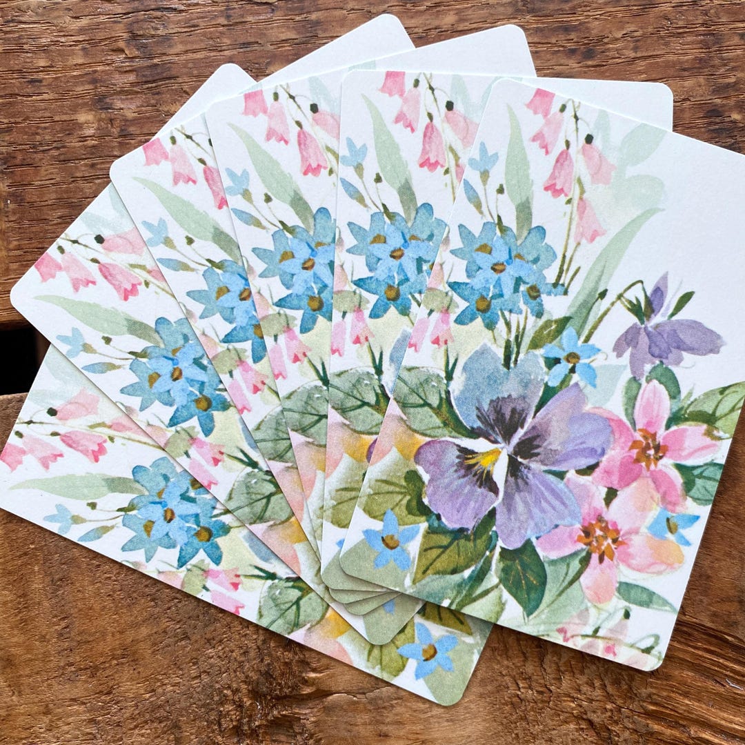 Vintage Colorful Flowers Playing Cards - Set of 6 - Etsy