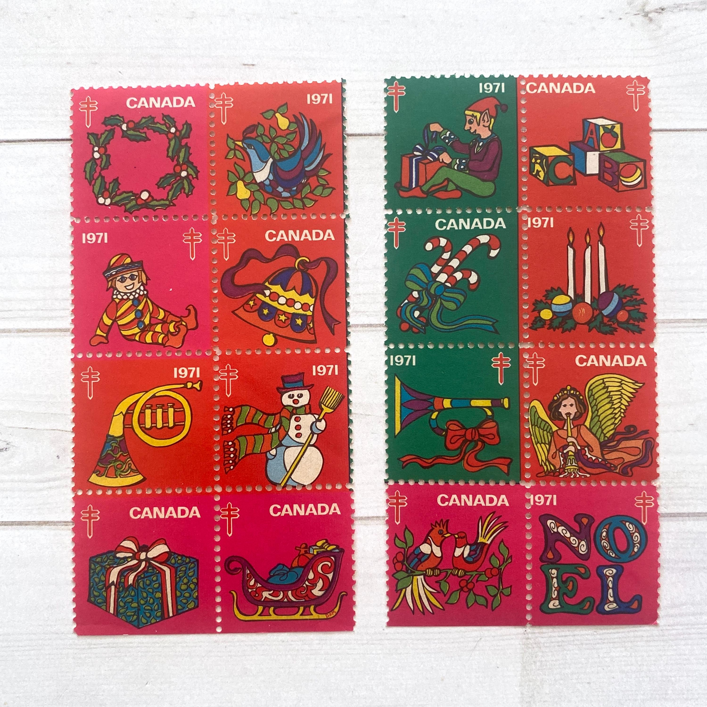 1971年製 ヴィンテージ カラフル クリスマス チャリティ切手 - 未使用
