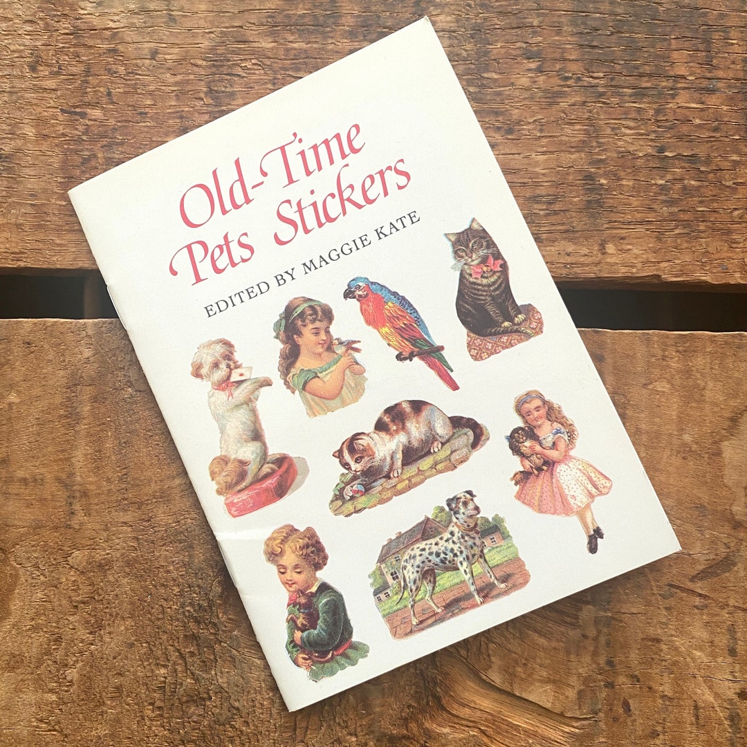 Vintage Old Time Pets Sticker Book Unused Kitten Ephemera, Dover