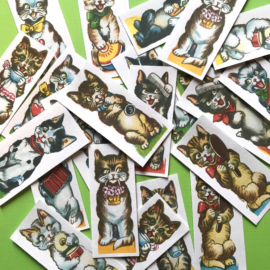 Tall Kitten Stickers - Set of 24 - Handmade Junk Journal Stickers - Etsy
