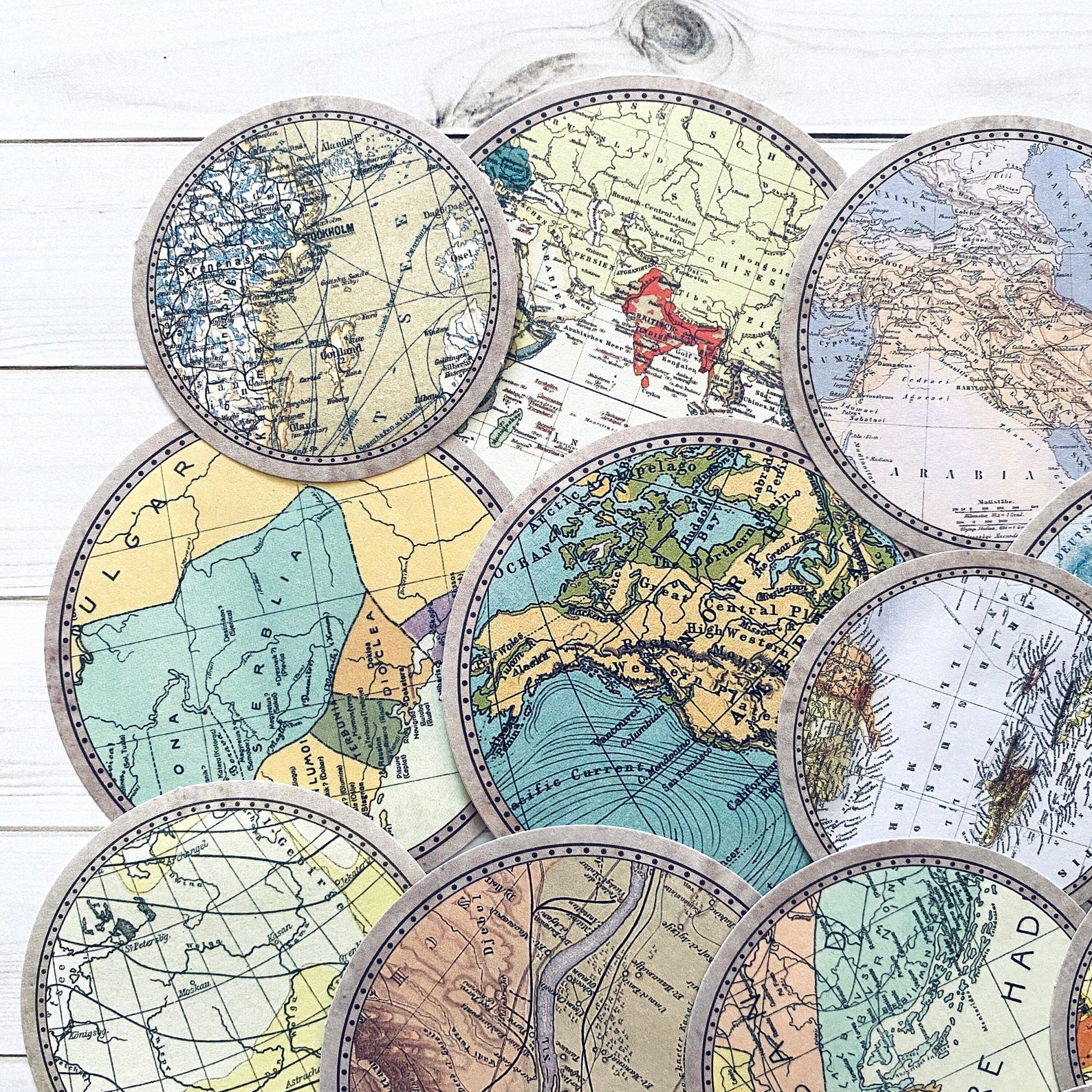 Journal Sticker Map World Map Stickers - Set of 15 - Junk Journal Ephemera Supply - Etsy