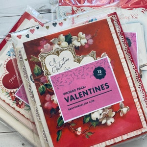 Vintage Valentines - Set of 15 Unused Cards - Vintage Valentine, Valentine Cards, Paper Ephemera, Altered Art, Valentine's Day, Junk Journal