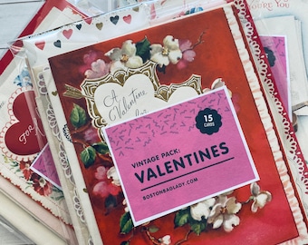 Vintage Unused Valentine Cards - Set of 15 - Paper Ephemera