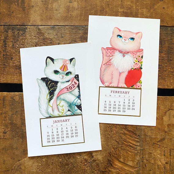 The Artful Cat 2024 Weekly Planner, Travel-Size 12-Month Calendar, Compact 5 x 7