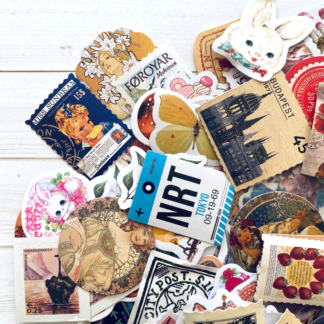 Surprise Stickers - Random Set of 25 - Junk Journal Ephemera Supply - Etsy
