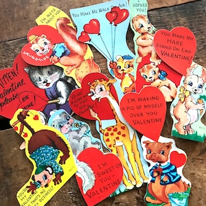 Vintage Valentines - Set of 9 Unused Cards - Vintage Valentine Cards, Vintage Paper Ephemera, Altered Art, Valentine&#39;s Day, Junk Journal Lot