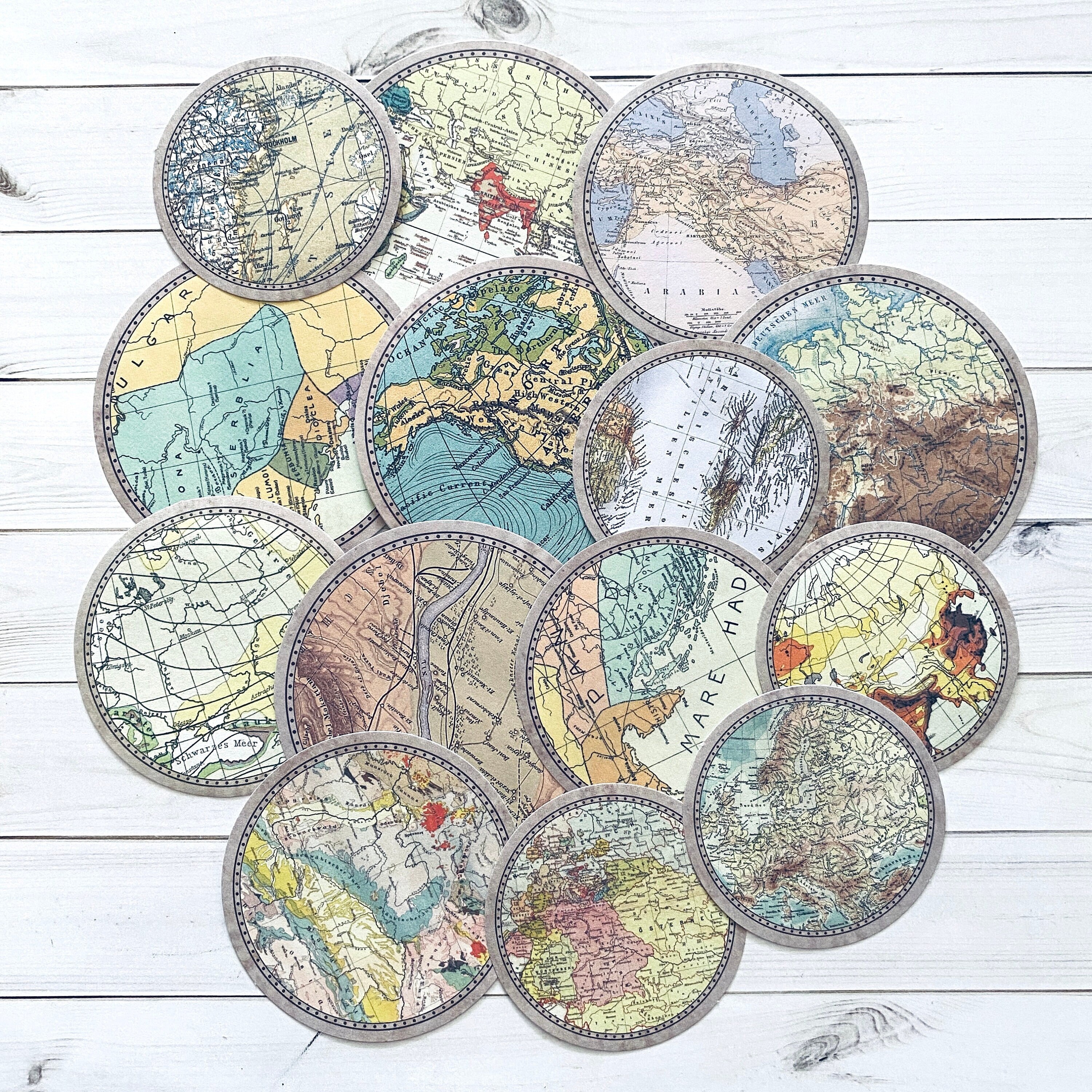 World Map Stickers - Set of 15 - Junk Journal Ephemera Supply - Etsy