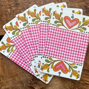 Vintage Blumen Spielkarten - 6er-Set - Papier Ephemera, Junk Journal, Bastelbedarf, Collage, Scrapbooking, veränderte Kunst, rosa Blumen