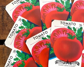Vintage Vegetable Seed Packets EMPTY - Tomato - Set of 4 - Vintage Ephemera, Junk Journal Ephemera, Craft Supplies, EMPTY Seed Packs