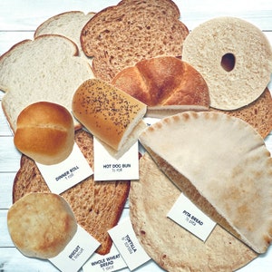 Vintage 1990er Jahre Brot sterben geschnitten - Option auswählen - Schule Dietary Flash Card, Pappbild, Ernährungsstanz, Vintage Food, Papier Ephemera