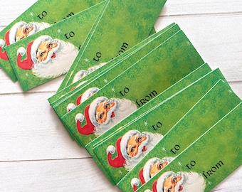 Vintage Christmas Santa Claus Gift Tags - Set of 15 - Old Xmas Paper Ephemera Junk Journal, Altered Art, Collage Mixed Media, Craft Supplies