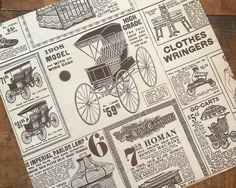 Vintage Advertising Gift Wrap - 1 Unused Sheet - Old Wrapping Paper Ephemera, Newspaper, Junk Journal, Craft Supply, Father's Day, For Men