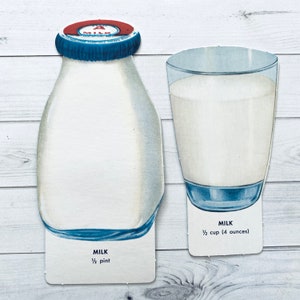 Vintage mjölkstans från 1970-talet - Välj alternativ - Skolkort med kost, kartongbild, näringsstans, dryck, gammalt matpapperstryck bild 3