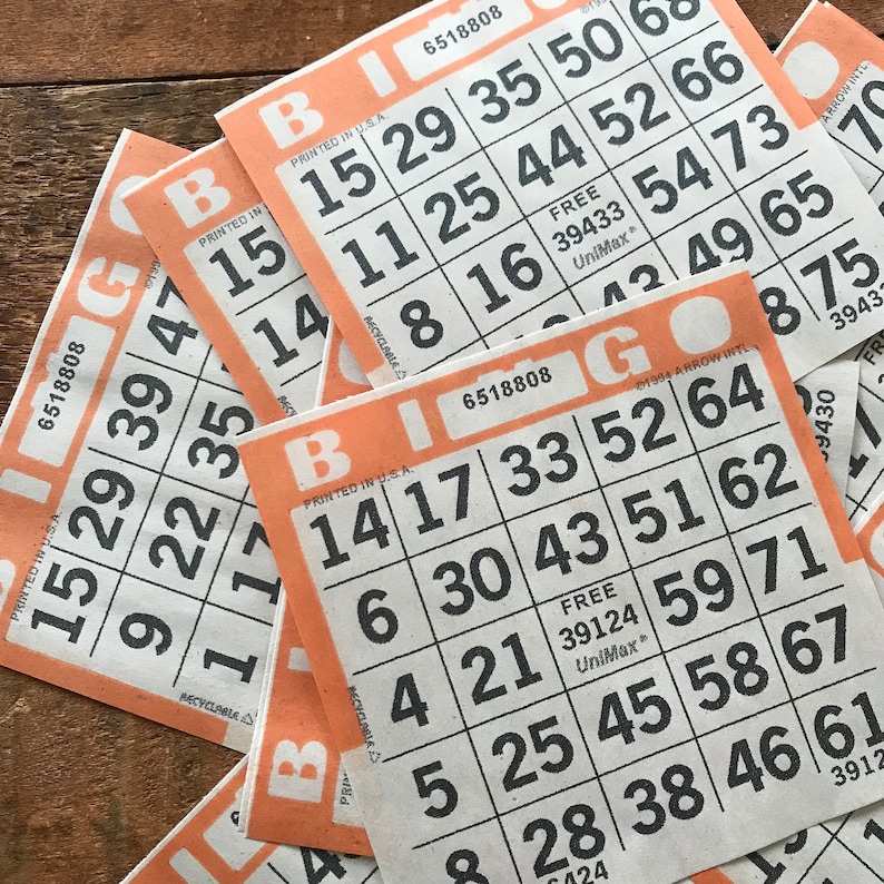 Orange Bingo Cards Set of 20 Bingo Sheets Junk Journal Etsy