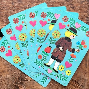 Juego de 6 naipes vintage de niño holandés: muñecas campestres, diarios, efímeras de papel, tarjetas de intercambio, materiales para manualidades, collages y arte alterado.