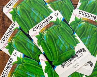 Vintage Vegetable Seed Packets EMPTY - Cucumber - Set of 4 - Vintage Ephemera, Junk Journal Ephemera, Craft Supplies, EMPTY Seed Packs