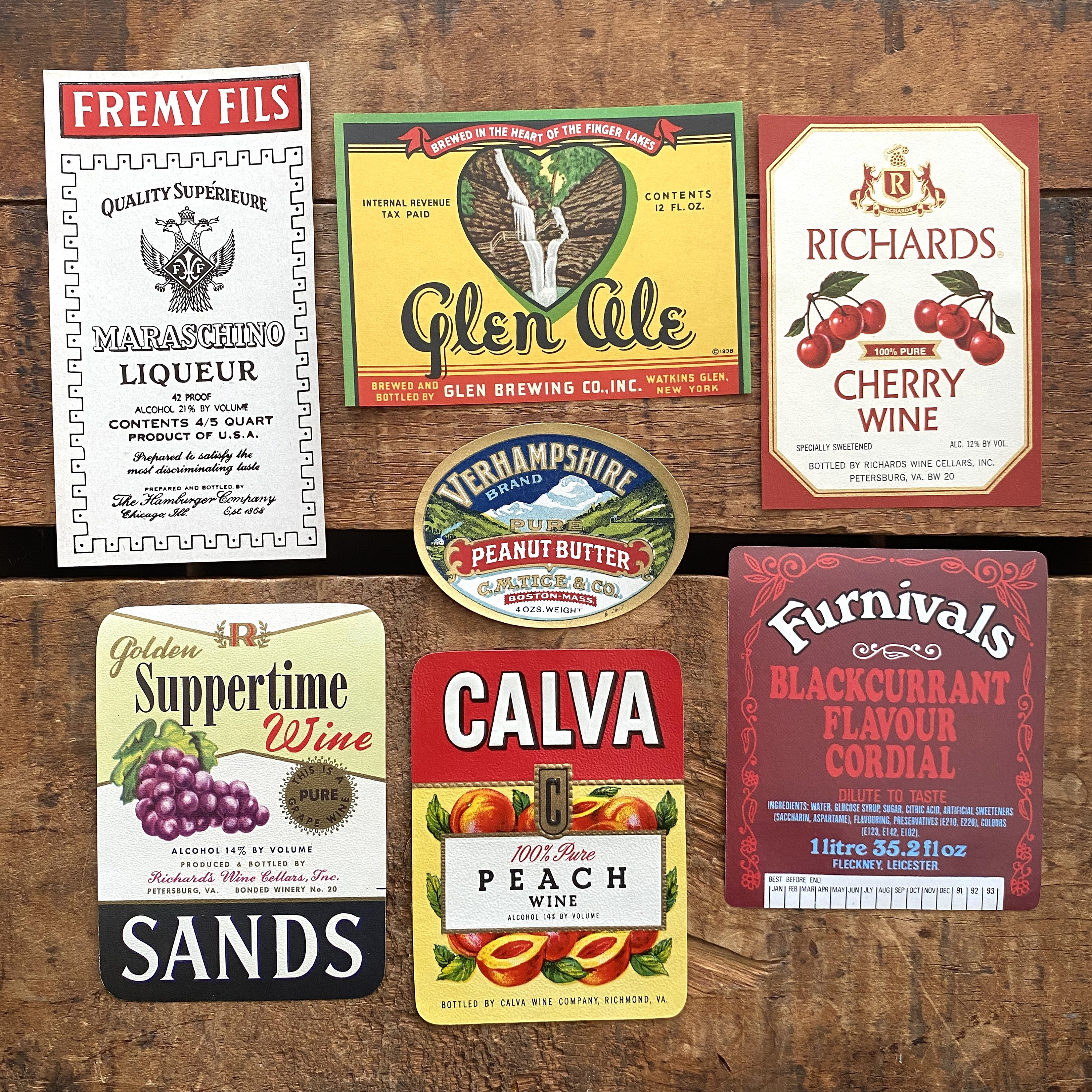 Vintage Assorted Labels Lot - Set of 27 - Paper Ephemera, Alcohol Food ...