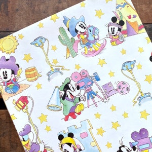 Vintage Mickey Mouse Gift Wrap - 1 Sheet - Vintage Wrapping Paper, Paper Ephemera, Unused Sheet, Baby Shower, Vintage Disney Minnie Mouse