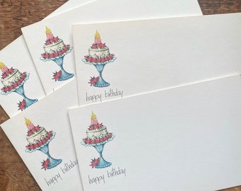 Vintage Happy Birthday Note Cards - Set of 5 - Stationery, Writing, Letters, Vintage Postcards, Paper Ephemera, Junk Journal, Post a Notes