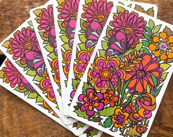 Vintage Retro Colorful Flowers Playing Cards - Set of 6