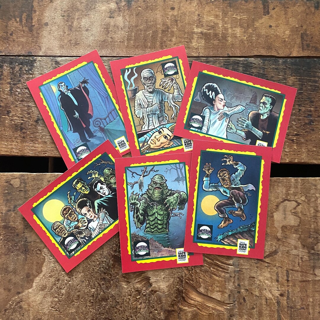 Vintage Universal Monsters Trading Cards - Set of 6 - Junk Journal