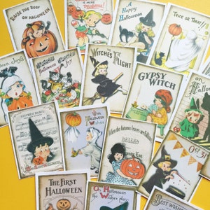 Stickers Halloween vintage Lot de 18 Stickers faits main, style vintage, Halloween vintage, sorcières mignonnes, autocollants pour agenda, Halloween mignon image 3