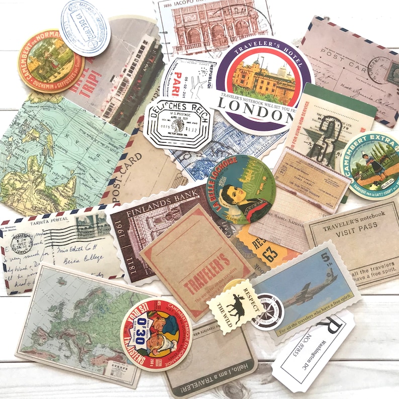 Travel Stickers Set of 25 Travel Ephemera, Junk Journal Paper Ephemera, Planner Supplies, Craft Supplies, Travel Lot, Traveler Notebook image 7