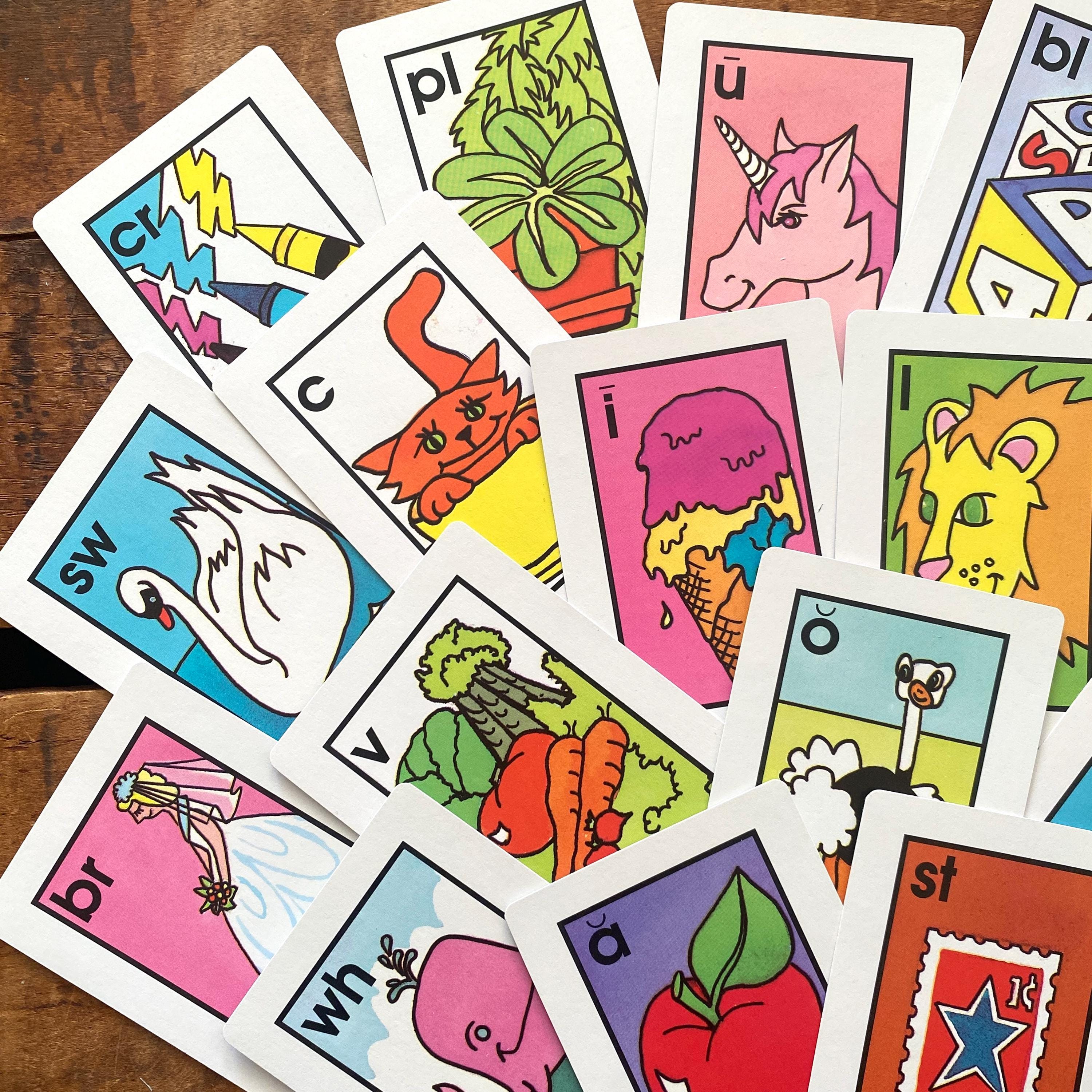 Vintage 80s Hoyle Phonics Flash Cards - 52 Cards - ABC, Alphabet