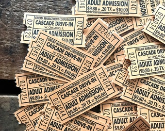 Vintage Tickets - 20 Tickets - Vintage Movie Tickets, Vintage Theater Tickets, Junk Journal Tickets, Drive In Movie, Vintage Paper Ephemera