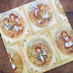 Papier cadeau vintage pour enfants - 1 feuille inutilisée - vieux papiers d'emballage éphémères, fête d'anniversaire, journal indésirable, fournitures créatives pour enfants, ferme de campagne