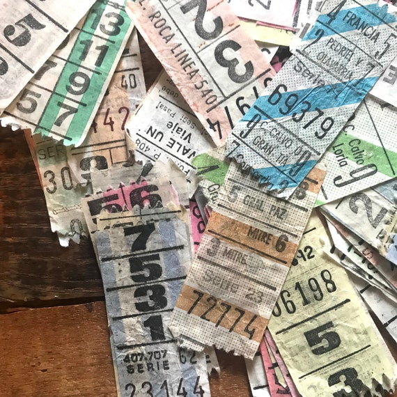 Vintage Bus Tickets - Set of 15 - Vintage Ticket Stubs