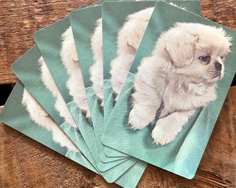 Vintage White Puppy Dog Playing Cards - Set of 6