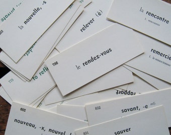 Vintage French Vocabulary Cards - Random Set of 25 - Junk Journal Paper, Journal Ephemera, Craft Supplies, Vintage Paper Ephemera, Planner
