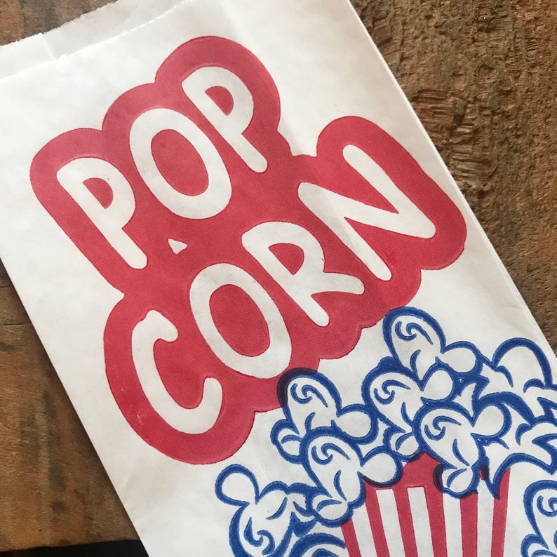 Popcorn Bags Set of 10 Paper Bag, Treat Bag, Merchandise Bags, Circus Bags, Junk Journal Paper Supply, Craft Supplies, Paper Ephemera image 4