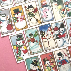Snowman Stickers Set of 24 Handmade Stickers, Vintage Christmas, Cute Planner Stickers, Cute Christmas, Holiday Stickers, Snowmen image 6