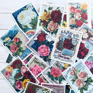 Blumen Aufkleber - Set von 30 - Natur Aufkleber, Junk Journal Papier Ephemera, Planerbedarf, Bastelbedarf, Natur Ephemera, Blumen Lot