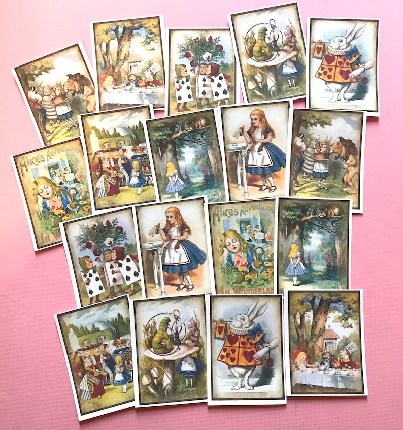 Alice in Wonderland Stickers Set of 18 Handmade Stickers Etsy