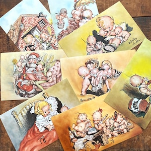 Vintage Unused Kewpie Postcard - Select Option - Paper Ephemera, Junk Journal, Rose O&#39;Neill, Valentine&#39;s Day, Cupid Angel, 70s Holiday Card
