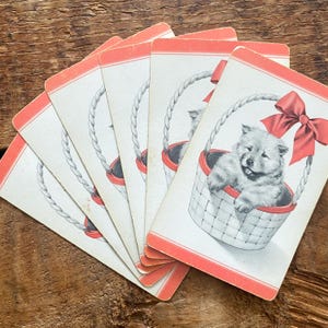 Vintage Dog Playing Cards - Set of 6 - Paper Ephemera, Junk Journal, Craft Supplies, Scrapbooking Collage, Altered Art, Puppy, Chow Chow