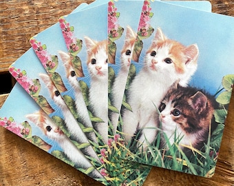 Baraja de cartas Vintage Kitten: Juego de 6 cartas