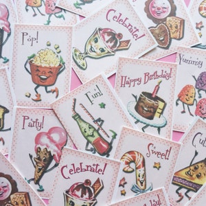 Candy Stickers Set of 18 Handmade Stickers, Vintage Style, Vintage Anthropomorphic, Cute Planner Stickers, Cute Stickers, Kitsch Candy image 4
