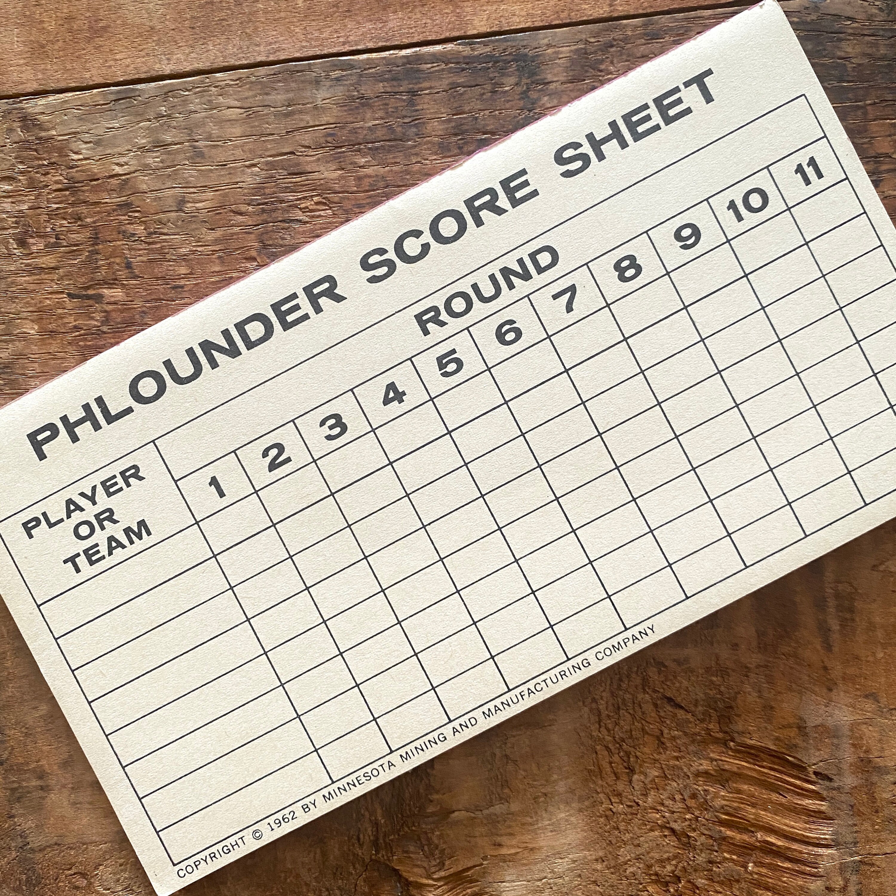 Score Table For Notepad Vintage Phlounder Score Sheet Pad - Unused Score Pad, Junk Journal, Old ...
