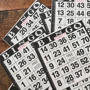 Lot de 20 cartes de bingo noires, feuilles de bingo, papier journal indésirable, journal éphémères, fournitures pour agenda, fournitures créatives, papier éphémères, travaux manuels