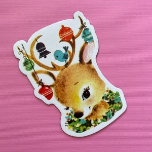 Deer Magnet 3 Tall Fridge Magnet, Vintage Inspired Deer Magnet, Waterproof Vinyl Magnet, Refrigerator Weatherproof, Christmas Magnet image 3