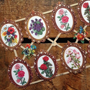 German Scraps - Blumenrahmen - Stanzteile, Reproduktion, Vintage-Stil, Vintage-Inspiriert, Papier Ephemera, Rosen und Blumen
