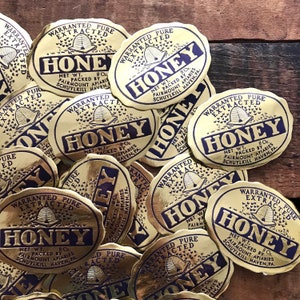 Vintage Honey Labels - Set of 10 - Vintage Labels, NOS Labels, Junk Journal Label, Paper Ephemera, Altered Art, Craft Supplies, Bee Ephemera