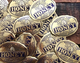 Vintage Honey Labels - Set of 10 - Vintage Labels, NOS Labels, Junk Journal Label, Paper Ephemera, Altered Art, Craft Supplies, Bee Ephemera