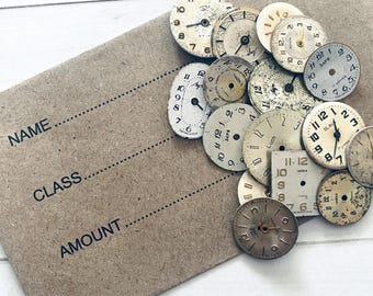 Vintage Small Watch Face Dials - Set of 20 - Old Watch Parts, Junk Journal Ephemera, Steampunk, Craft Supplies, Altered Art, Mixed Media